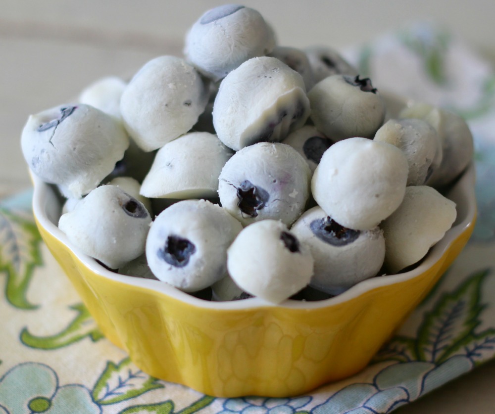 Blueberries dipped in yogurt